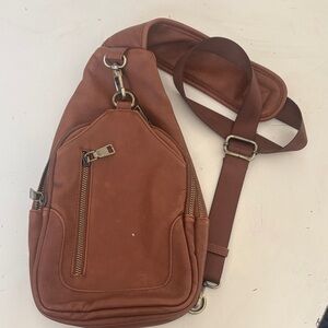 Altar'd State Brown Leather-Look Sling Belt Bag